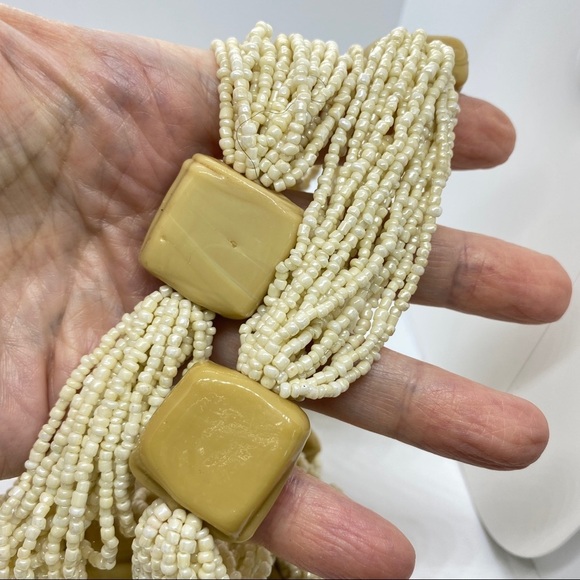Cream Seed Bead Multi-Strand Chunky Necklace - Picture 7 of 7